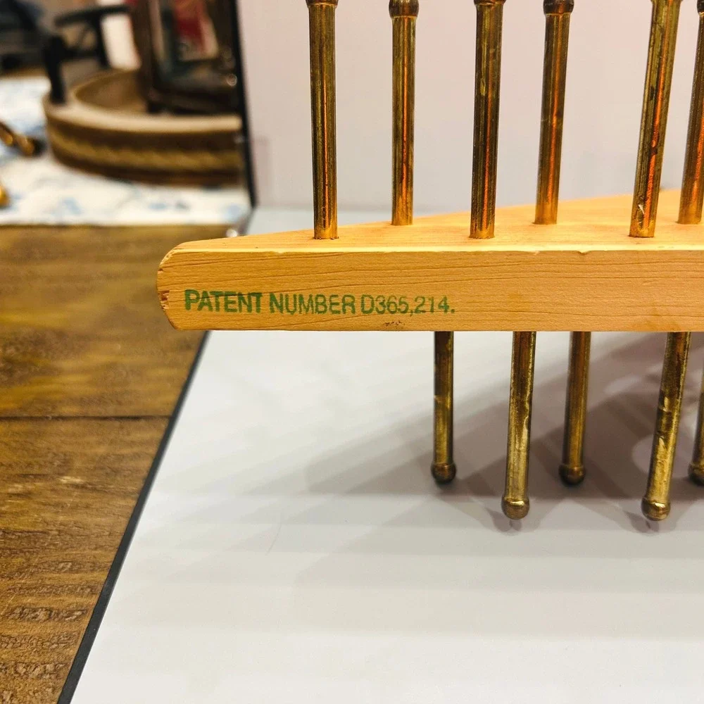 Nordstrom Store Display Hanger Vintage Wood Brass Tie Rack Retail Fixture 90s